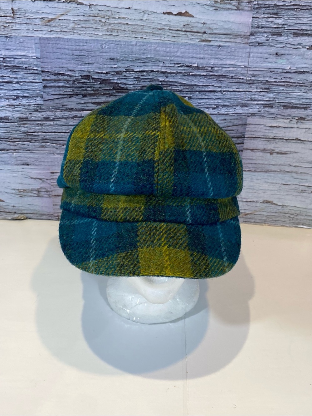 Glen Appin Harris Tweed Plaid Newsboy One Size Ladies Cap Sea Blue Green GH0375